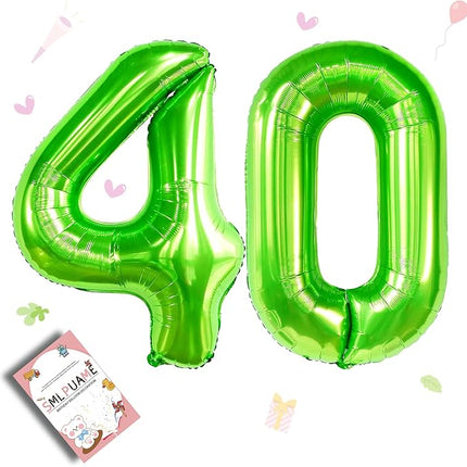 Smlpuame 40 inch Number Balloon 0-9 Green Large Number 40 Balloons,Digital Balloons for Birthday Party Celebration Decorations Supplies, Helium Foil Number Balloons for Wedding Anniversary