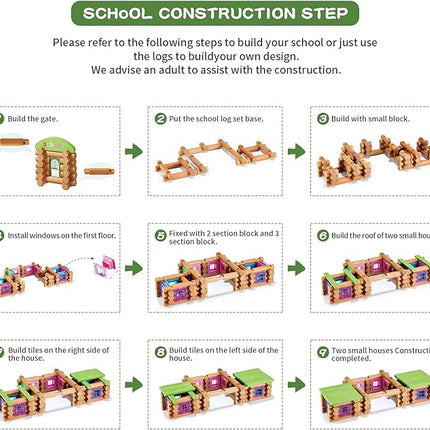 Wondertoys 269 Pieces Real Wood Logs Set Ages 3+, Classic Building Log Gift Set for Boys/Girls– Creative Construction Engineering - Top Blocks Game Kit - Preschool Education Toy