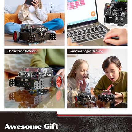 WhalesBot Rocky Smart Robot Car Coding & Remote Control Kit for Kids 8-16, STEM, Modular/Scratch/Python/C Programming, Educational Engineering Science Toy Set