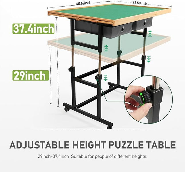 2000 Pieces Puzzle Table with Wheels, with Drawers and Cover, 40.16"x28.5" Adjustable Height & 45° Tilting, Puzzle Board for Adults