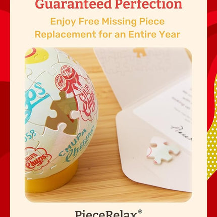 Chupa Chups X PieceRelax 3D Plastic Puzzle Sphere Light for Adults 60 Piece - Timeless Memories - Chupa Chups Time Machine Unique Gift & Home Décor with Curved Plastic Puzzle Pieces [J1151]