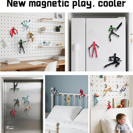 Magnetic Action Figure Set, Model 13 Action Figure Multi-Jointed Movable,Gift Box Packaging, a Great for Loved Ones and Friends. (Magnetic Red)