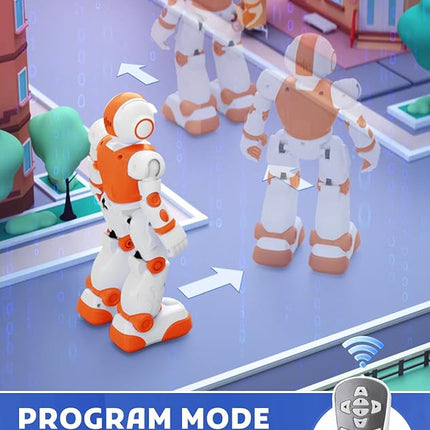 Robot Toys for Kids,Programmable Remote Control Smart Walking Dancing Robot Toy with Gesture & Sensing for Age 4 5 6 7 8 9 10 Year Old Boys for Birthday Present,Orange