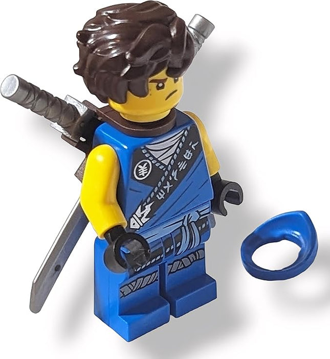 LEGO Minifigure - Legacy Jay Blue Ninja Figurine with Dual Pattern Head Neckerchief and Plastic Katanas from 71735 Ages 8+