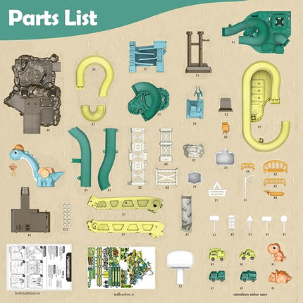 Toy Car Ramp Track, Adventure Railcar Colorful Vehicles Construction Play Set with 8 Cars Track Gifts for Kids 3+