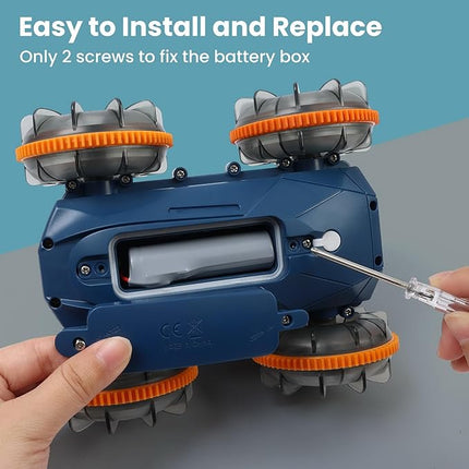 Amphibious Remote Control Car - Stunt Toy for Kids Ages 6-8-12, Water & Land 4WD with Gesture Sensing, Lights, Waterproof, Rotation, Beach & Pool Fun, Idea for Boys