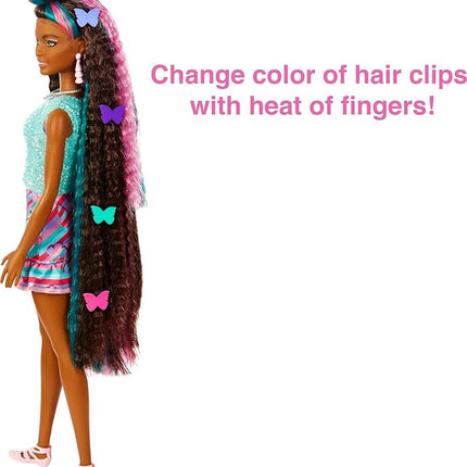 Barbie Totally Hair Doll, Butterfly-Themed with 8.5-inch Fantasy Hair & 15 Styling Accessories (8 with Color-Change Feature)