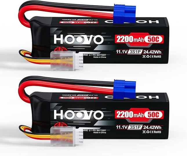HOOVO 3S 11.1V Lipo Battery 2200mAh 50C with EC3 Plug for RC Car Boat Truck Multi-Motor Heli Airplane Quadcopter Helicopter Hobby
