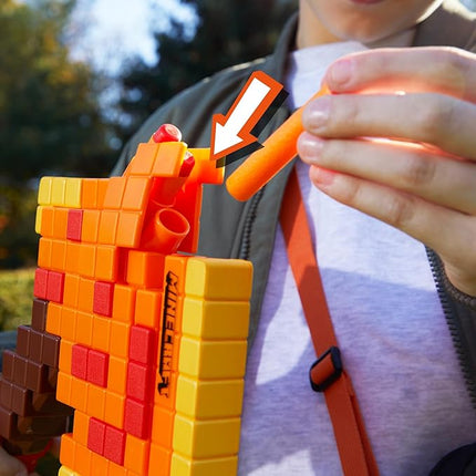 Nerf Minecraft Firebrand, Dart Blasting Axe, 6 Nerf Elite Foam Darts, Design Inspired by Minecraft Axe in The Game, Pull Down Priming, Minecraft Toys
