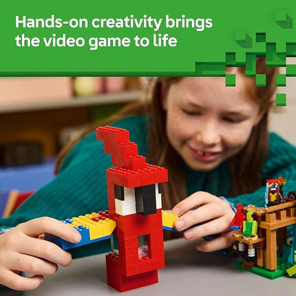 LEGO Minecraft The Parrot Houses Building Toy for Boys and Girls 8+ - Minecraft Video Game Kids Toy - Includes Jungle Ranger and Parrot Handler Minifigures and Accessories - 21282