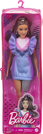 Barbie Fashionistas Doll #121 with Brown Hair & Prosthetic Leg Wearing Blue Sweater Dress & Accessories Including Shoes & Hoop Earrings