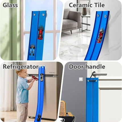 Flex Tracks 15 Ft for Kids, Flexible Race Car Ramp Track with Hot Wheels and Diecast 1/64th Cars, Double-Sided Racetrack with 2 Small Racecars, Toys Gifts for Age 3 4 5 6 7 Years Old Boys Girls Kids