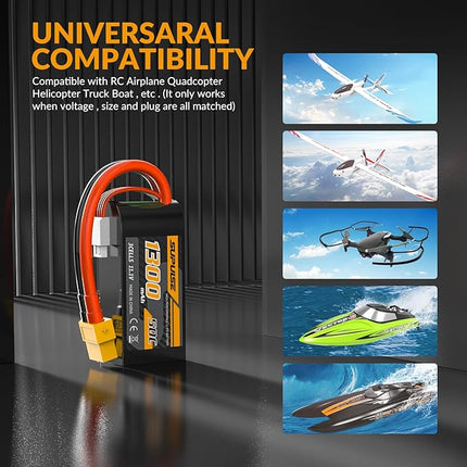 SUPULSE 11.1V 3S Lipo Battery 50C 1300mAh Soft Case Battery with T Plug and XT60 Plug for RC Airplane Helicopter RC Boat RC Car Truck(2 Packs)