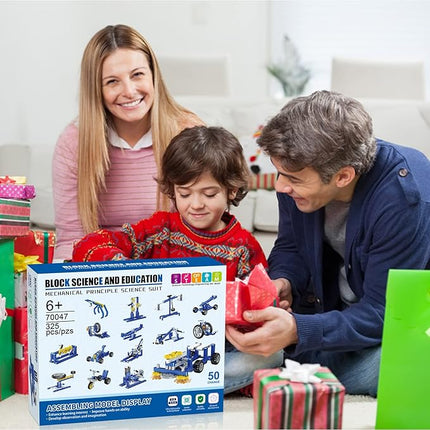 50-in-1 STEM Building Toys, 325 PCS Building Blocks Construction Engineering Kits for Kids Ages 6-12, Learn Mechanical & Physics Principles Creative Educational Birthday for Boys Girls