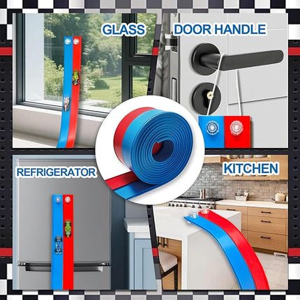 Flexible Race Track Toys for Kids, 15 Ft Double Lane Racetrack with 4 Cars & Suction Cups, Compatible with Hot Wheels & 1/64 Diecast Cars, Portable Roll Up Car Ramp Track Set for Ages 3+(Red & Blue)