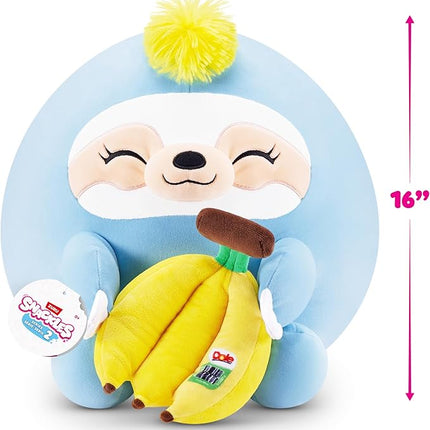 Snackles Series 2 16-inch by ZURU Cuddly Squishy Comfort 16-inch Plush with Licensed Snack Brand Accessory(Sloth&Dole Banana)