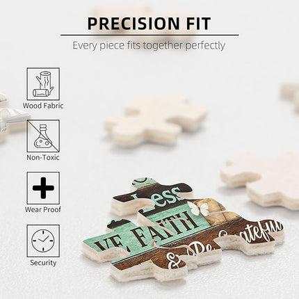 Christian Jigsaw Puzzles 500 Pieces for Adults, Elegant Cross with Pray Big Worry Small Trust God Quote, Religious Wooden Puzzle, Faith-Based Home Decor & Uplifting Gift