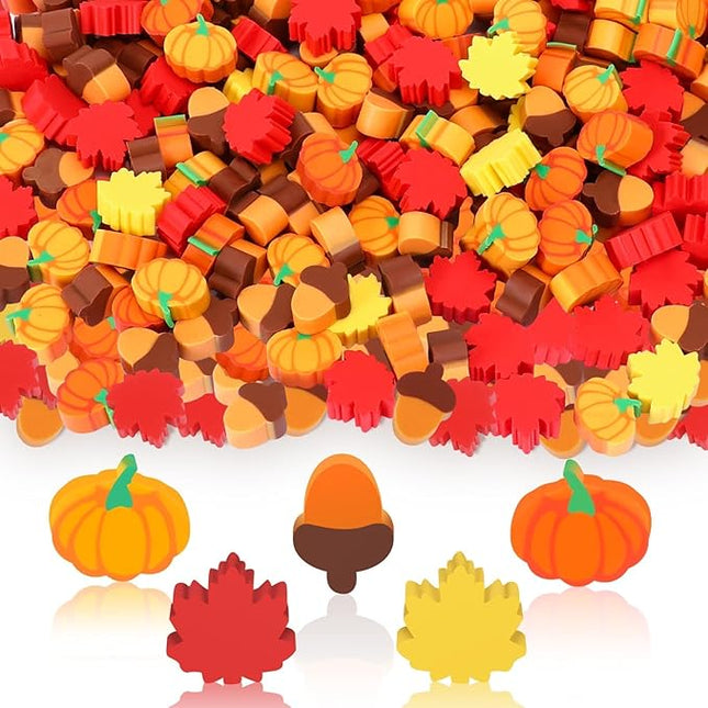 JUNEBRUSHS Fall Mini Erasers, 150Pcs Cute Thanksgiving Erasers Mini Erasers for Bulk Maple Leaf Novelty Pencil Erasers Stationery for Classroom Prizes Homework Rewards Gifts Party Favors