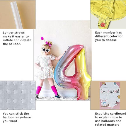 Smlpuame 40 inch Number Balloon 0-9 Gold Large Number 50 Balloons,Digital Balloons for Birthday Party Celebration Decorations Supplies, Helium Foil Number Balloons for Wedding Anniversary