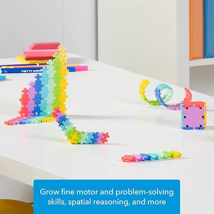 PLUS PLUS 240 Piece Interlocking Building Blocks for Kids, Open Ended Connecting Toys, STEM Bin Mini Manipulatives - Tropical Mix Play Tube & Baseplate