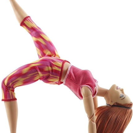 Barbie Made to Move Doll, Curvy, with 22 Flexible Joints & Long Straight Red Hair Wearing Athleisure-wear for Kids 3 to 7 Years Old