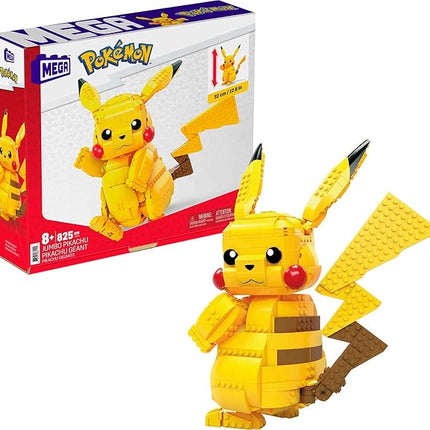 MEGA Pokémon Building Toys Set Jumbo Pikachu with 806 Pieces, Articulated and Poseable, 12 Inches Tall, for Kids