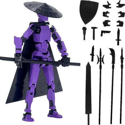 Already Assembled T13 Action Figure Accessories,Dummy 13 T13 Multi-Jointed Movable 3D Printed Toys (Purple)