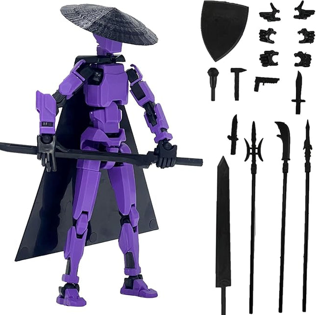 Already Assembled T13 Action Figure Accessories,Dummy 13 T13 Multi-Jointed Movable 3D Printed Toys (Purple)