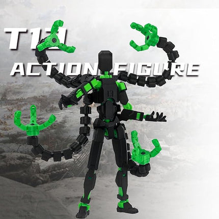 Already Assembled T13 Action Figure Accessories,T13 Multi-Jointed Movable,for Collectors Desktop Decorations t-13 Movability 3D Printed Toys (Black Green)