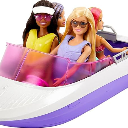Barbie Mermaid Power Dolls & Toy Boat Playset, "Malibu" & "Brooklyn" in 18-in Floating Boat with See-Through Bottom & Accessories