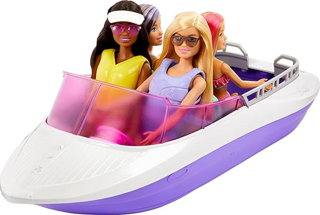 Barbie Mermaid Power Dolls & Toy Boat Playset, "Malibu" & "Brooklyn" in 18-in Floating Boat with See-Through Bottom & Accessories