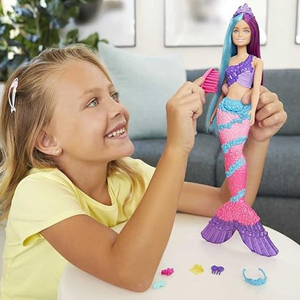 Barbie Dreamtopia Doll, Mermaid Toys, Pink Ombre Tail & Extra-Long Fantasy Hair with Brush, Tiaras & Styling Accessories