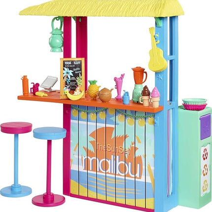 Barbie Loves The Ocean Playset, Beach Shack with 18+ Accessories Including Stools, Food & More, Made from Recycled Plastics