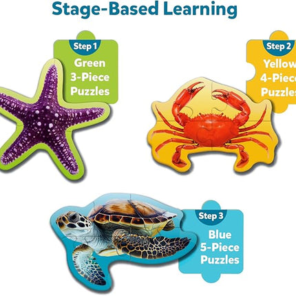 Skillmatics Step by Step Puzzles - 41 Piece Jigsaw & Toddler Puzzle, Montessori Educational Toy for Boys & Girls, Underwater Animals, Travel Friendly, Gifts for Kids Ages 3, 4, 5 and Up