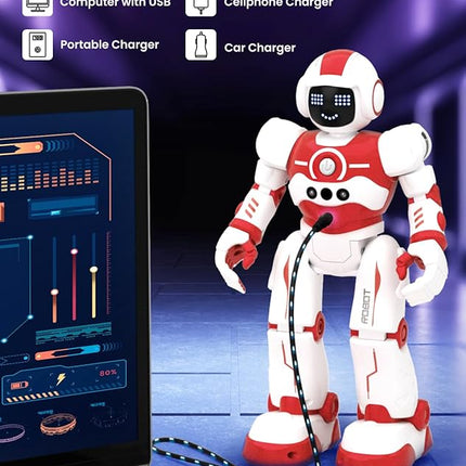 Robot Toys for Kids,Programmable Remote Control Smart Walking Dancing Robot Toy with Gesture & Sensing for Age 4 5 6 7 8 9 10 Year Old Boys for Birthday Present,Red