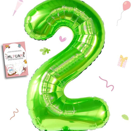 Smlpuame 40 inch Number Balloon 0-9 Green Large Number 2 Balloons,Digital Balloons for Birthday Party Celebration Decorations Supplies, Helium Foil Number Balloons for Wedding Anniversary