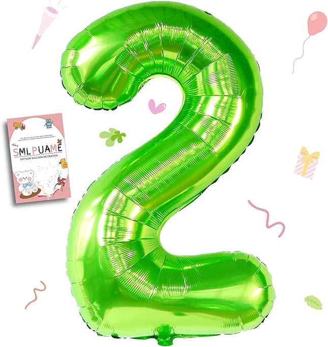 Smlpuame 40 inch Number Balloon 0-9 Green Large Number 2 Balloons,Digital Balloons for Birthday Party Celebration Decorations Supplies, Helium Foil Number Balloons for Wedding Anniversary