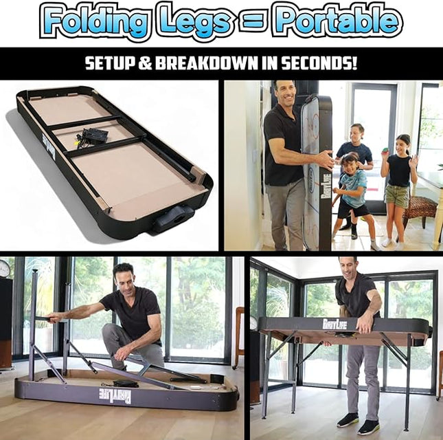 PartyLife 54" Air Hockey Table w/Folding Steel Legs & Optional LED Lights - Powerful Motor, Smooth Surface, Very Sturdy - Perfect for Kids and Adults, Game Rooms & Home Arcade!