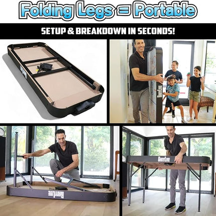 PartyLife 54" Air Hockey Table w/Folding Steel Legs & Optional LED Lights - Powerful Motor, Smooth Surface, Very Sturdy - Perfect for Kids and Adults, Game Rooms & Home Arcade!