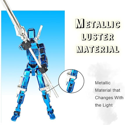 Assembly Completed T13 3D Printed Action Figures,Dummy 13 Robot 13 Movable N13 Action Figure, Lucky 13 Gift for Collectors Desktop Decorations for Game Lovers Toy(Metallic Blue)