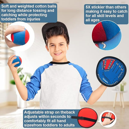 Toss and Catch Ball Game, Kids Toddler Baseball Glove & Catch Ball Toys, Kids Outdoor Games for Family, Toys for Beach Pool Yard Outside, Birthday Gift for Ages 3 4 5 6 7 8-12 Year Old Boys Girls