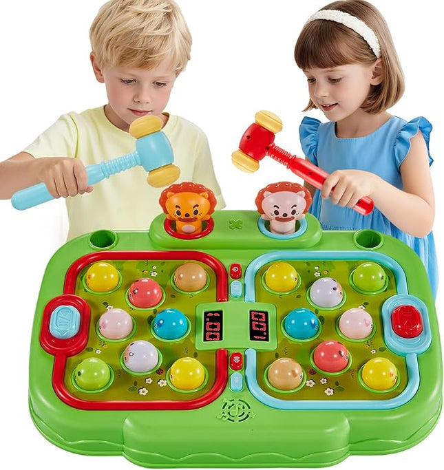 Whack A Mole Game for Toddlers, Interactive Pounding Toy for 3 Year Old Boys and Girls, Educational Whack Mole Game for Kids with Sound and Light, Gifts for Ages 3+, 2 Hammers & 5 Modes