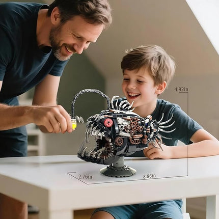 Ideas Mechanical Lantern Fish Building Blocks Set Compatible with Lego Collectible for Ocean Lovers, Perfect as an Office or Home décor for Adults. STEM Construction Gift for Boys Aged 8-16 1038PCS