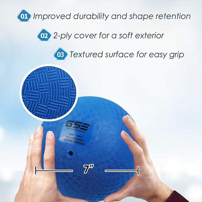 GSE Games & Sports Expert 5"/7"/8.5"/10" Inflatable Playground Ball, Kickball, Bouncy Dodge Ball, Handball for Kid/Adult, Perfect for Recess Ball Games, Gym, Yoga Exercises, Schools Sports Activities