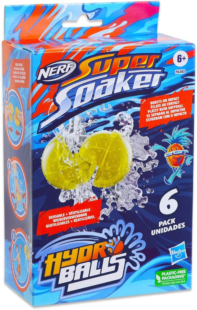 Nerf Super Soaker Hydro Ball Set - Bundle of 12 Nerf Super Soaker Refillable Balls for Pool, Backyard Play and Stickers | Reusable Water Balloon Pack