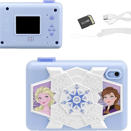 ekids Disney Frozen Kids Camera with SD Card, Digital Camera for Kids with Video Recording, Built-in Digital Stickers (Frozen)