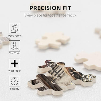 Highland Cow Jigsaw Puzzles 1000 Pieces for Adults, Farm Animal & Daisies Country Scene, Rustic Window View Wooden Puzzle, Relaxing Nature Art & Farmhouse Decor Gift