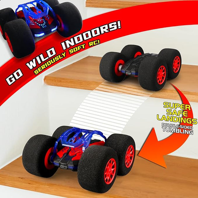 pinkking Stunt Remote Control Car with Oversized Sponge Tires Outdoor Indoor RC Car 2.4GHz Electric Race Stunt Vehicle Toy Double Sided 360° Rolling Rotating Driving Car for Kids Boys Girls Gift
