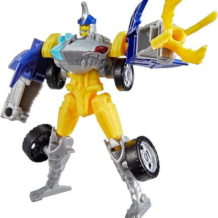 Transformers CYBERWORLD Sky-Byte Cyber Changers 4-Inch Action Figure, Quick Change to Car Mode, Robot Toys for Boys and Girls 6 and Up