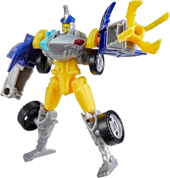 Transformers CYBERWORLD Sky-Byte Cyber Changers 4-Inch Action Figure, Quick Change to Car Mode, Robot Toys for Boys and Girls 6 and Up